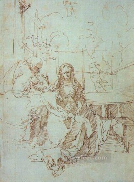 アルブレヒト・デューラー Painting - 格子状の聖家族 北方ルネサンス アルブレヒト・デューラー